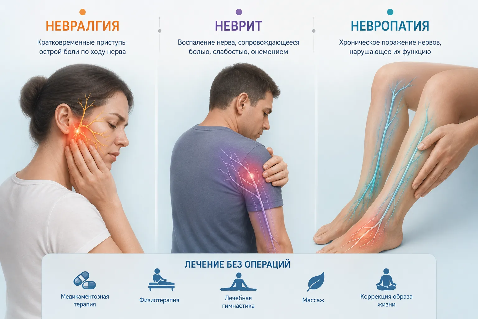 Невралгия, неврит, невропатия: различия и особенности лечения